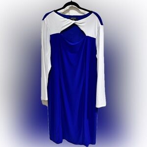 Kasper Womens Knot Neck Colorblock Sheath Dress